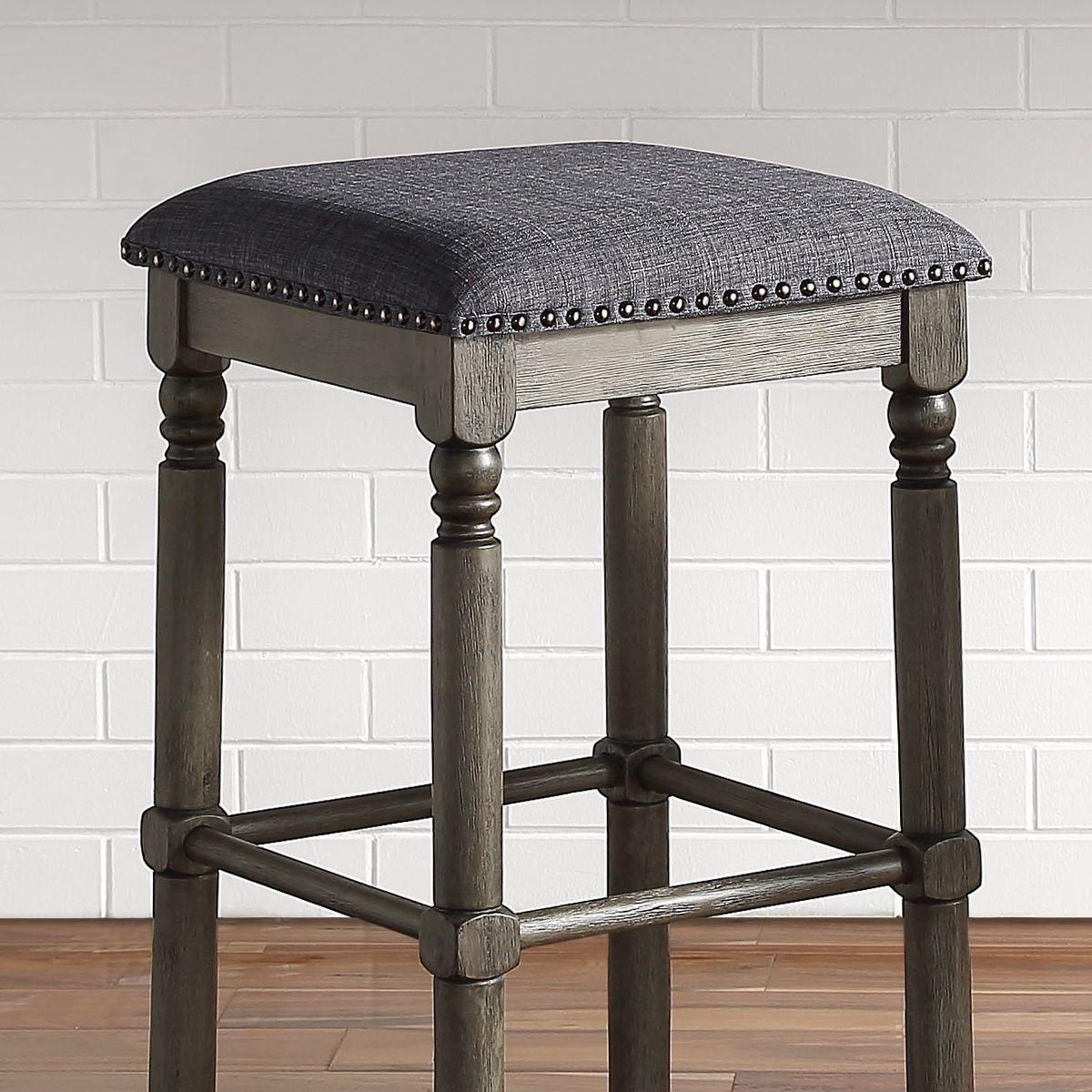 Arnhem Wood Upholstered Swivel Counter Height Stool, Set of 2, Grey
