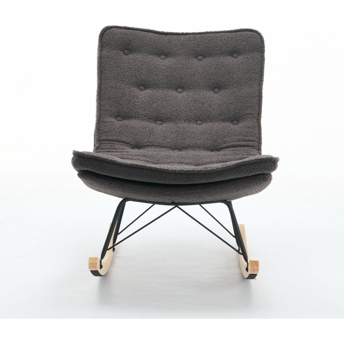 Lazy Rocking Chair,Comfortable Lounge Chair with Wide Backrest and Seat Wood Base, Upholstered Armless Rocker Chair for Living room, Balcony,Bedroom and Patio Porch. (GREY)