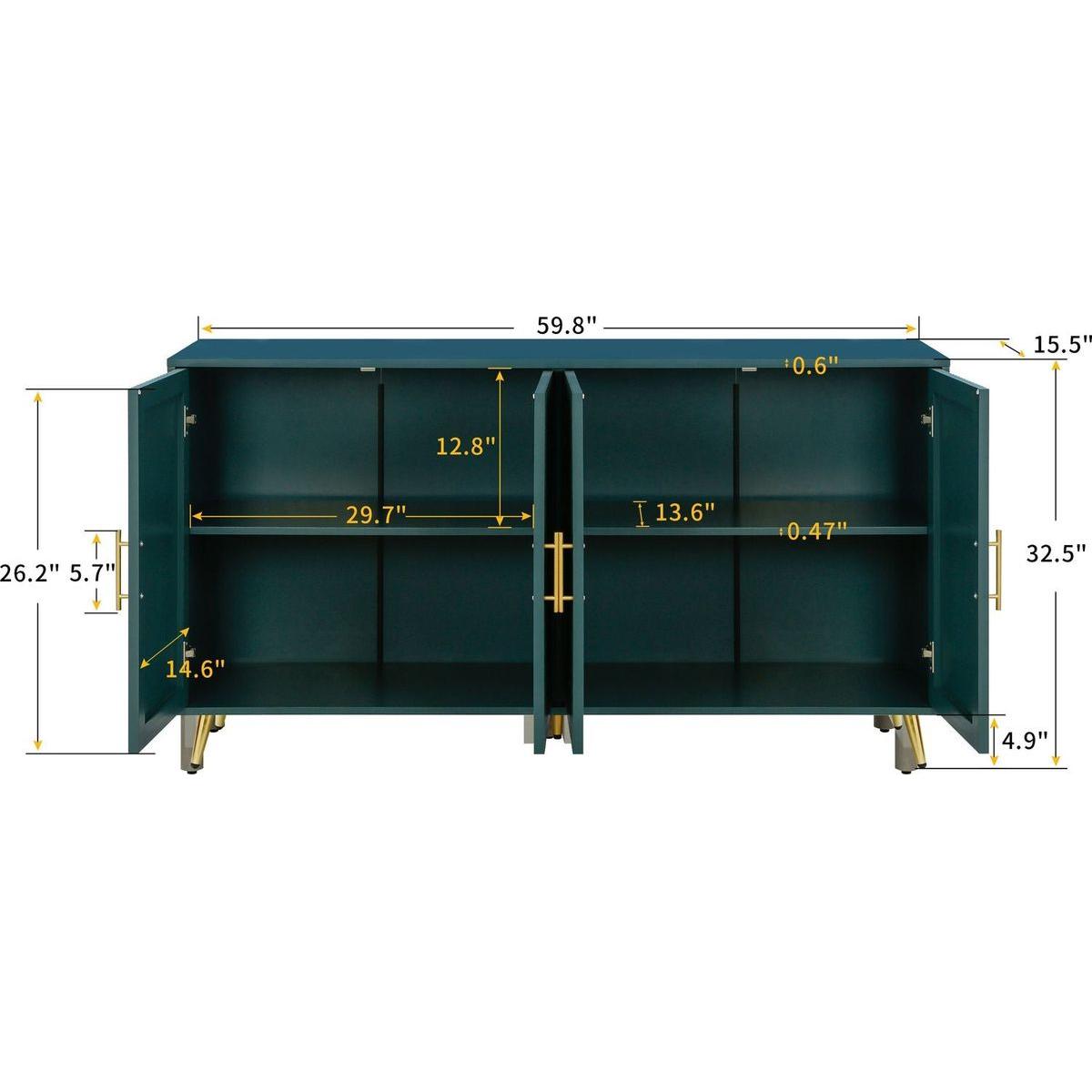 Wood TV Stand with Storage Cabinet & Adjustable Shelves, Media TV Console for Living Room Bedroom(GREEN)