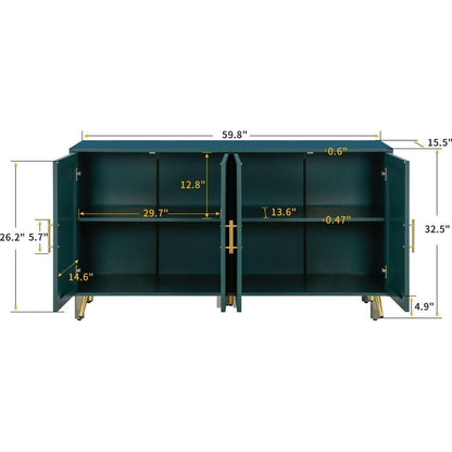 Wood TV Stand with Storage Cabinet & Adjustable Shelves, Media TV Console for Living Room Bedroom(GREEN)