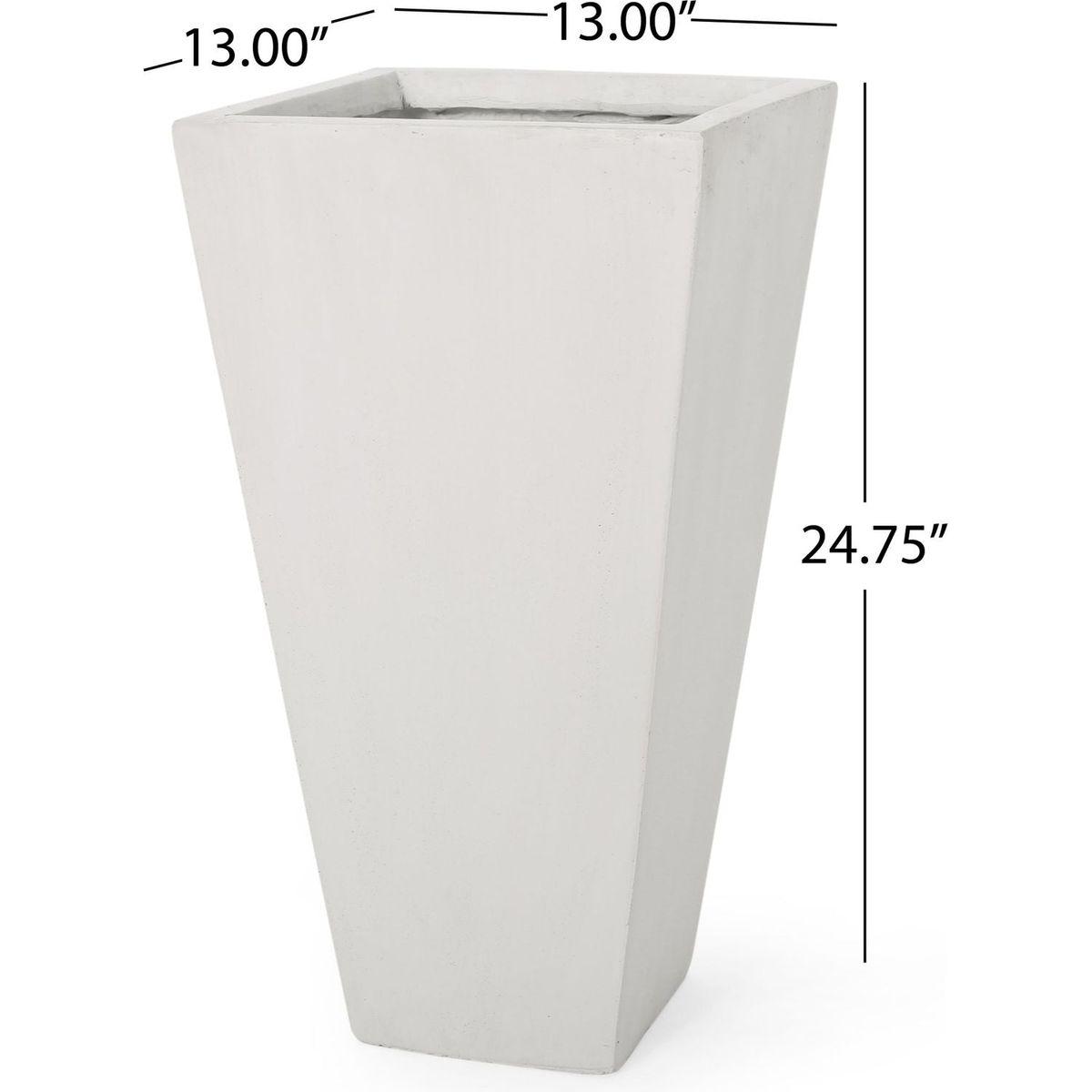 13" Outdoor Modern MGO Small Cast Stone Planter, White
