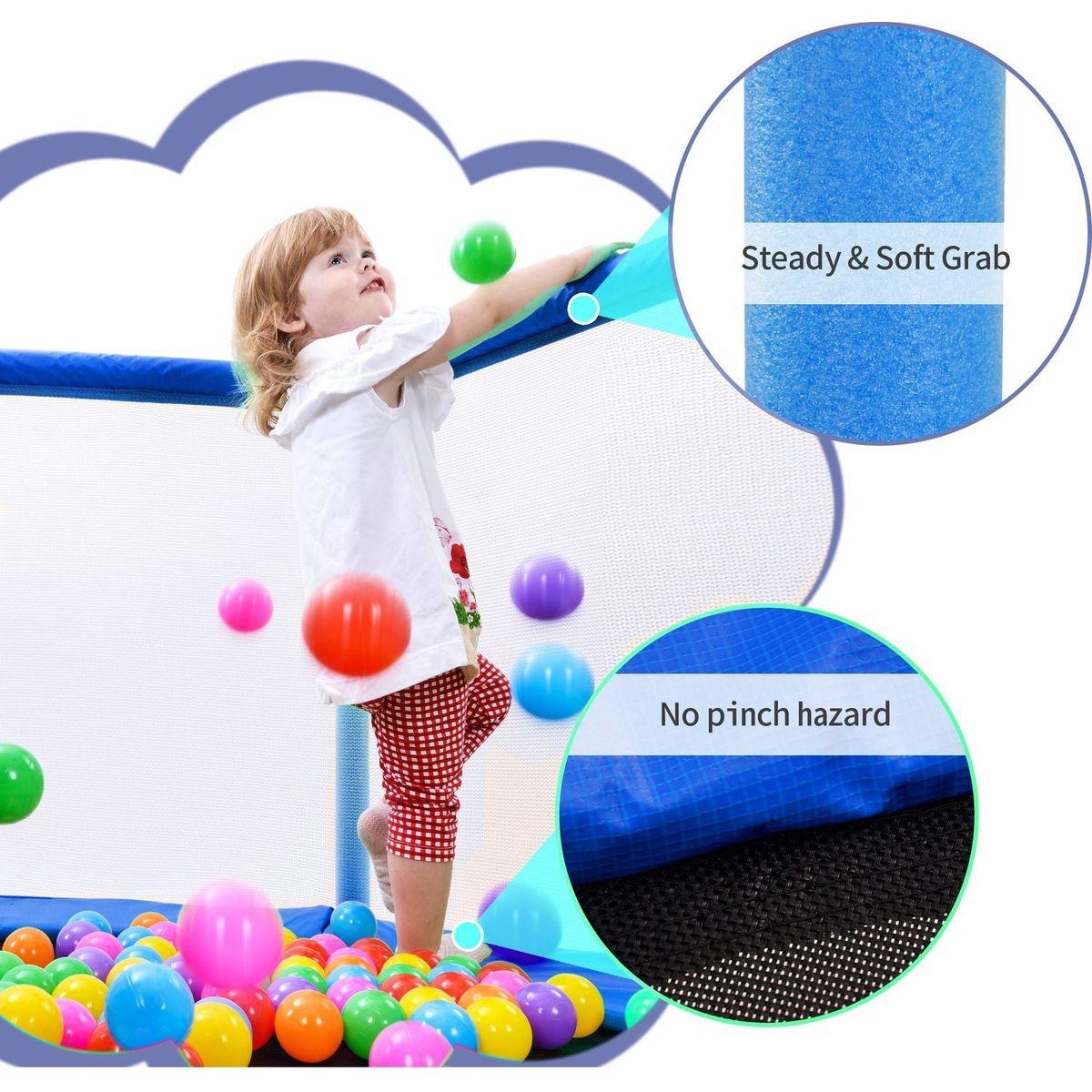 55" Toddlers Trampoline with Safety Enclosure Net and Balls, Indoor Outdoor Mini Trampoline for Kids