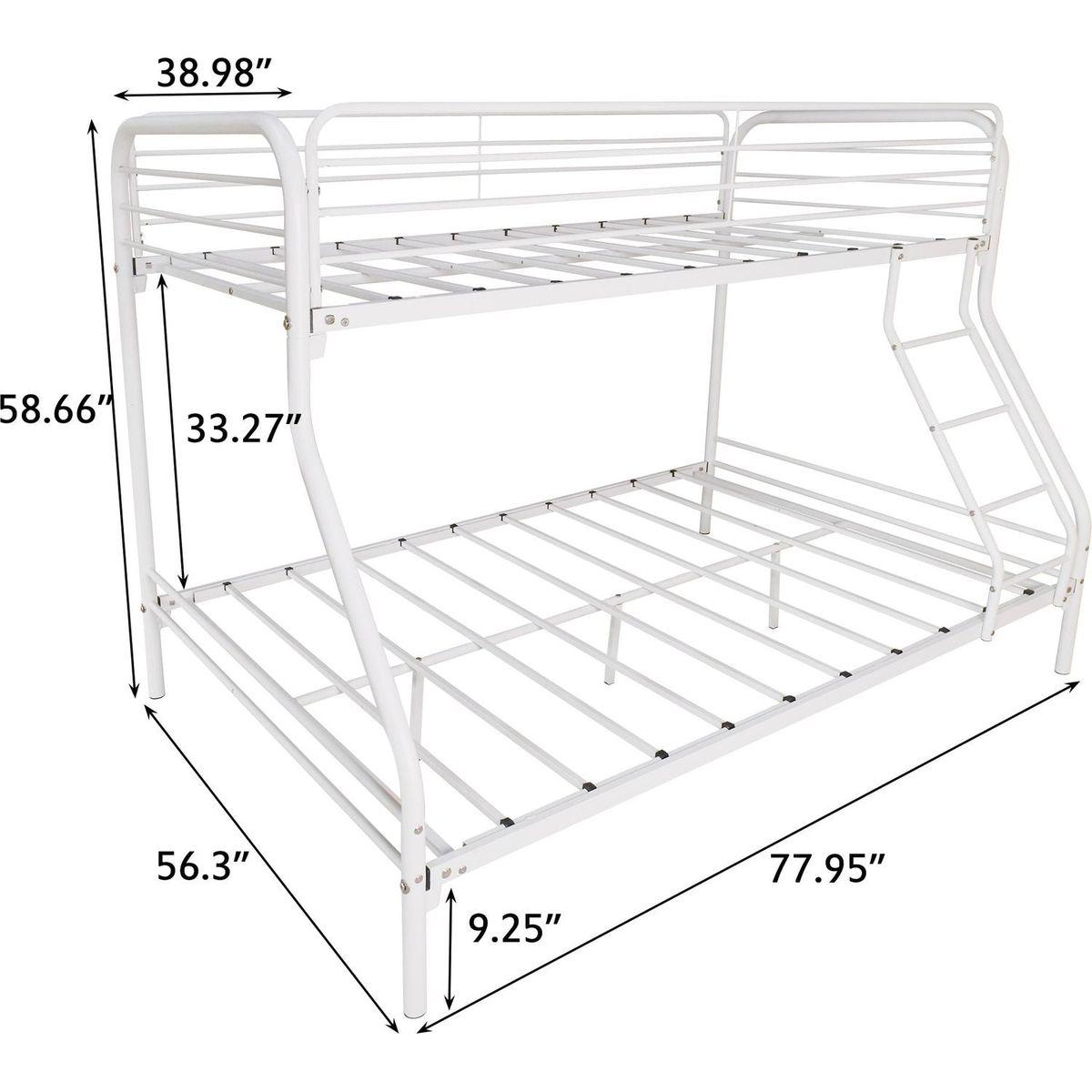 Twin-Over-Full Metal Bunk Bed, Heavy Duty Bunk Bed,Easy Assembly with Enhanced Upper-Level Guardrail, White