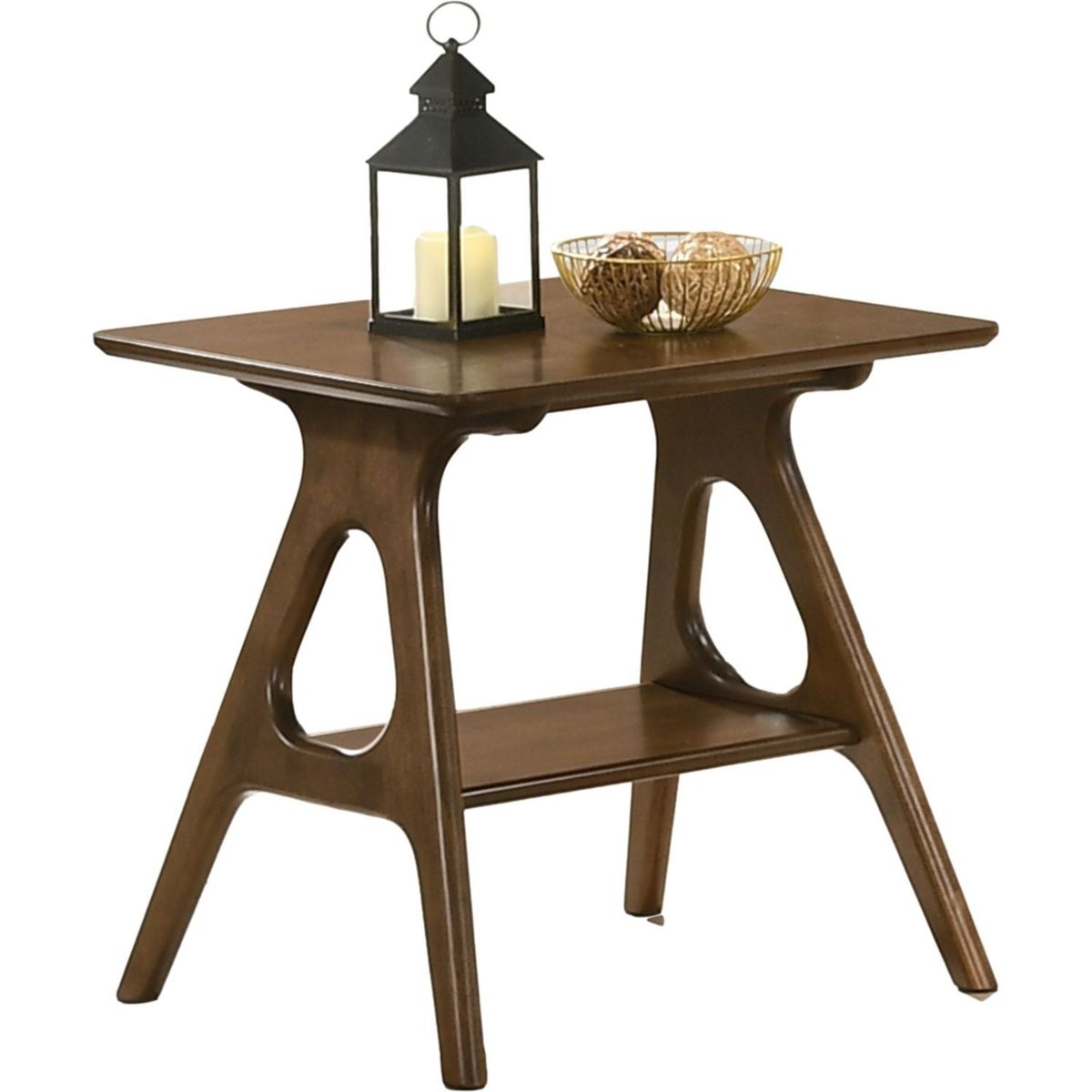 Arona Mid-Century Modern Wood End Table with Shelf