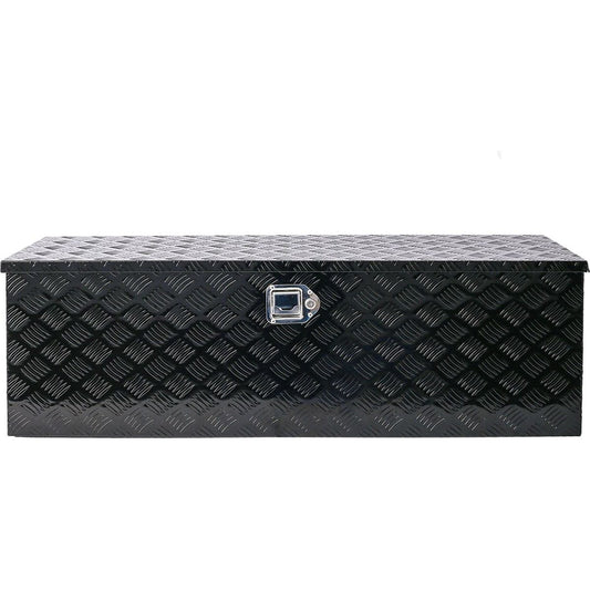 48inch Aluminum tool box,heavy duty truck bed tool box,outdoor trailer pickup storage tool box,RV storage organizer,underbody box w/lock keys,black 48x15x15inch