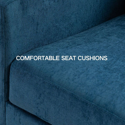 Large swivel chair, upholstered armchair, modern chair, skin-friendly gradient color linen fabric, comfortable to sit. Suitable for reception living room, Navy Blue