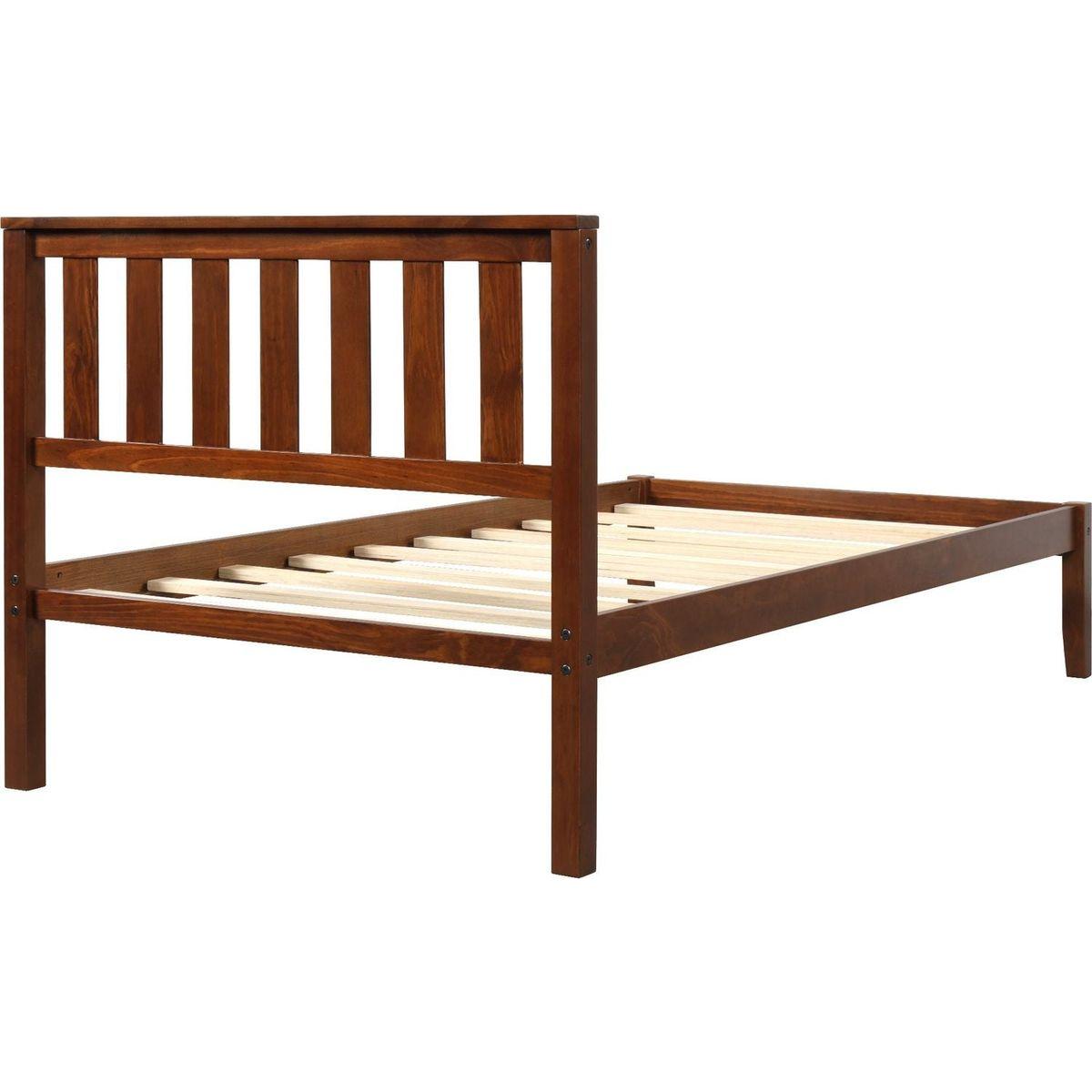 Wood Platform Bed with Headboard/Wood Slat Support Twin (Walnut)