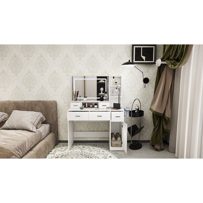 Newly designed smart mirror dressing table with drawers and storage cabinet, dressing table with dressing pad for bedroom, dressing room