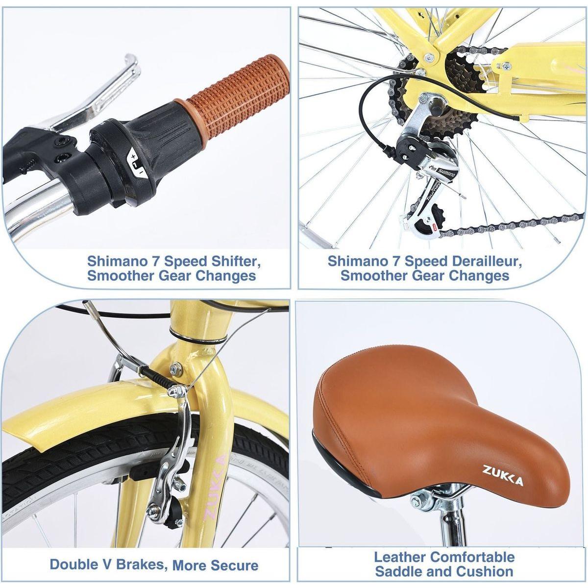 7 Speed, Steel Frame, Multiple Colors 24 Inch Ladies Bicycle