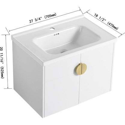 28 Inch Soft Close Doors Bathroom Vanity With Sink, For Small Bathroom (KD-Packing)