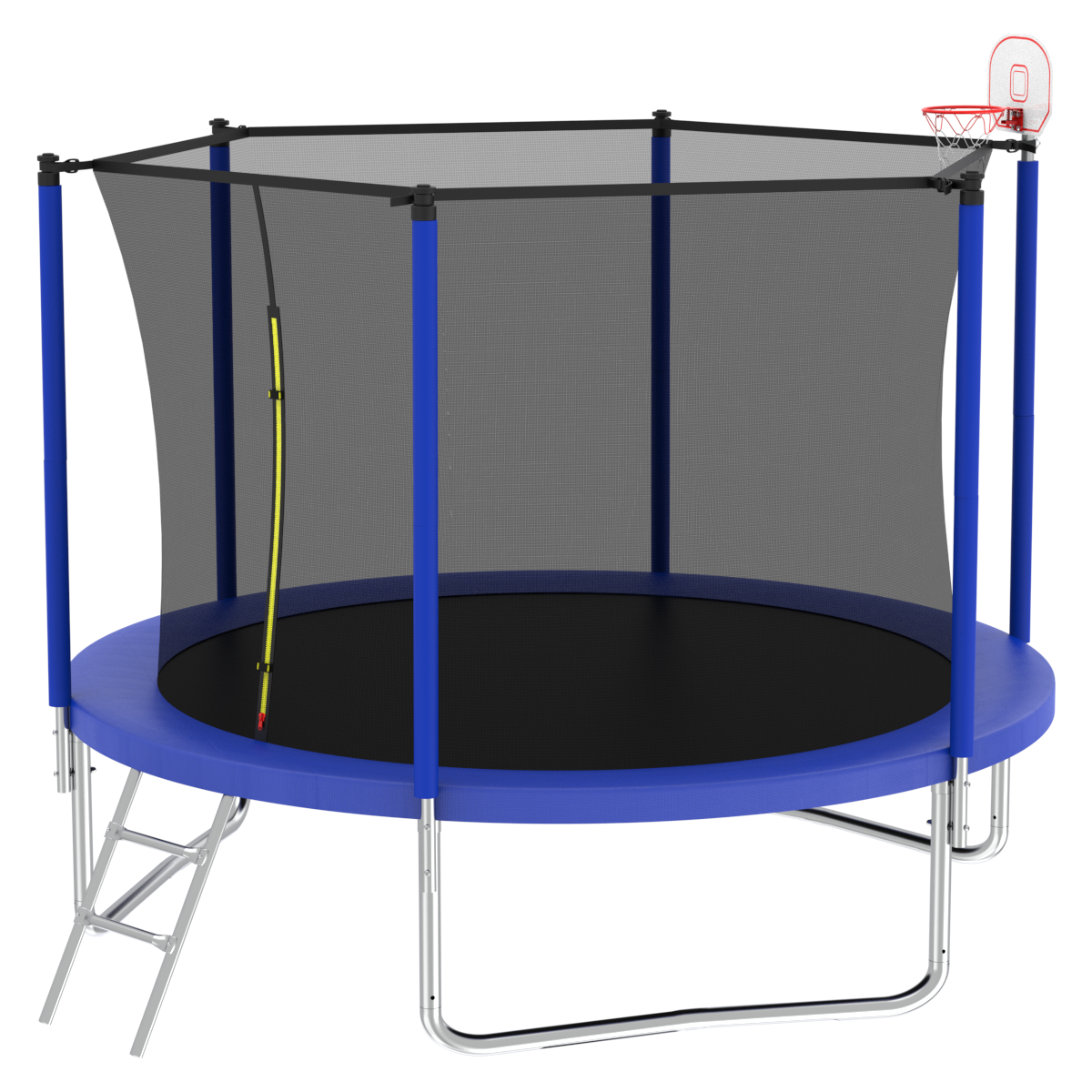 10FT Trampoline for Kids, Basketball Hoop and Ladder, Outdoor Kids Trampoline with Safety Enclosure,Fast Assembly for Backyard Fun,ASTM Approved