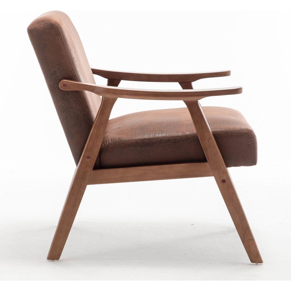 Mid-Century Modern Chair, Living Room Chair with Solid Wood Frame, Accent Chair Extra-Thick Backrest, Wingback Chair for Bedroom, Reading Room, Living Room, Lounge Chair Indoor