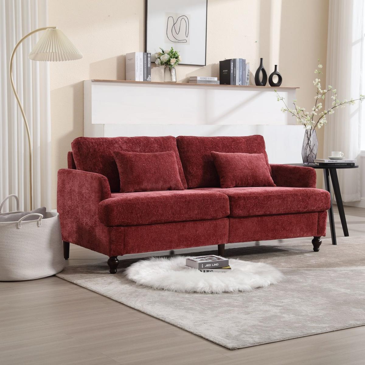 Modern chenille Fabric Loveseat, 2-Seat Upholstered Loveseat Sofa Modern Couch