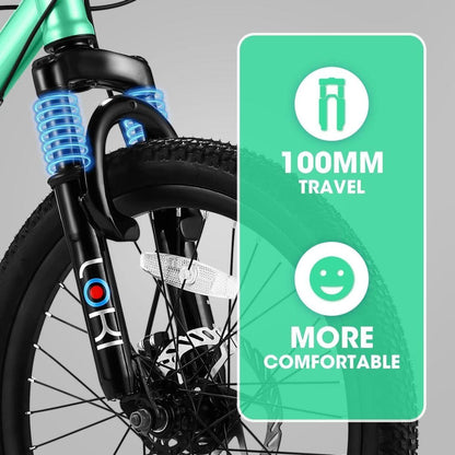 S20101 20 Inch Kids Bike, Boys Girls Mountain Bike Ages 8-12, 7 Speed Teenager Children Kids' Bicycles, Front Suspension Disc U Brake, 14 Inch Height Steel Frame