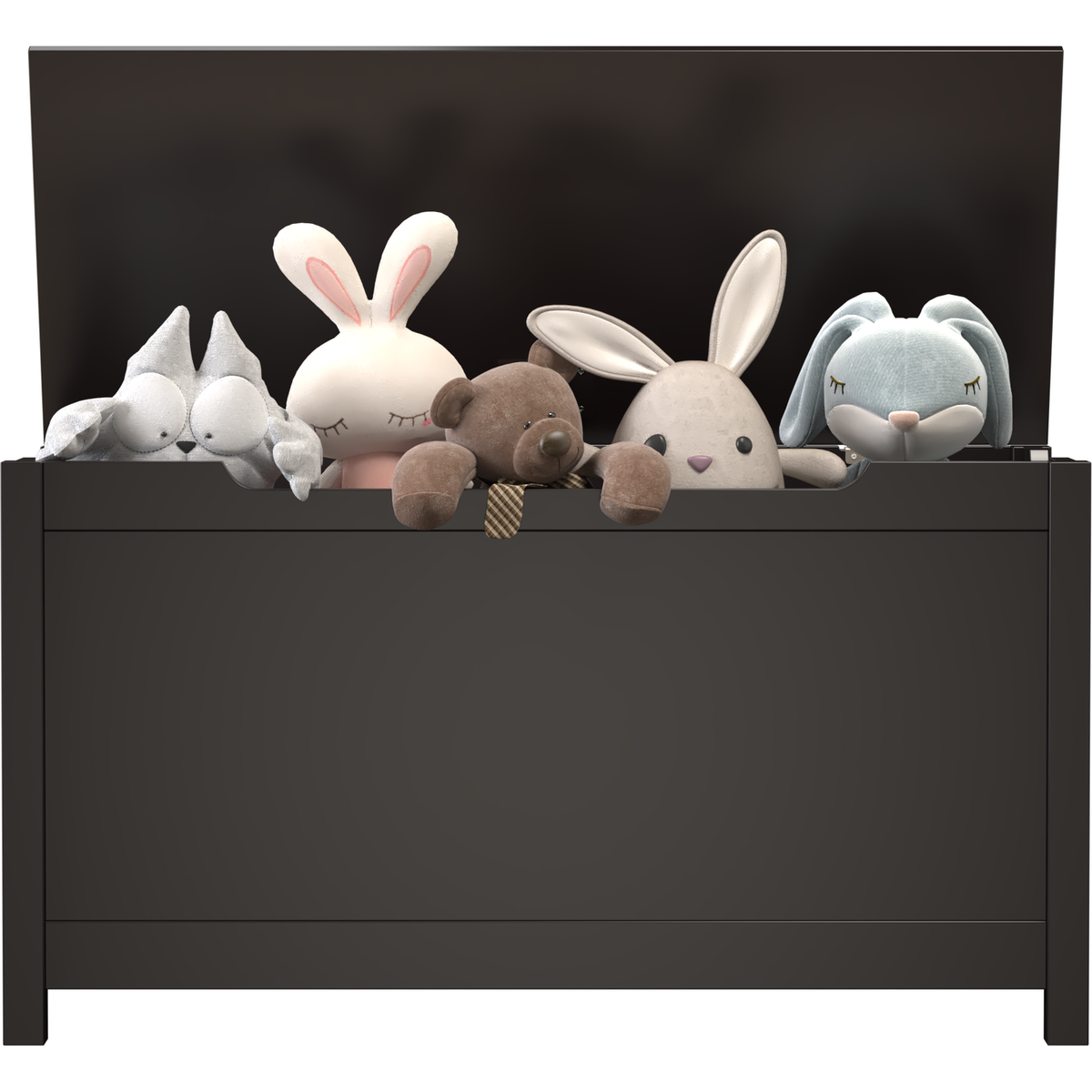 Kids Wooden Toy Box Storage with Safety Hinged Lid for Ages 3+ (Dark Brown)