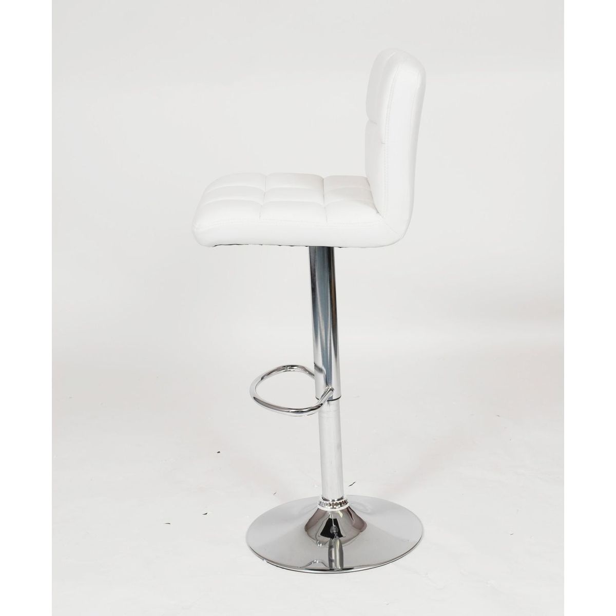 Swivel Faux Leather Adjustable Hydraulic Bar Stool, Set of 2, White