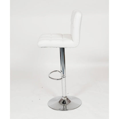 Swivel Faux Leather Adjustable Hydraulic Bar Stool, Set of 2, White