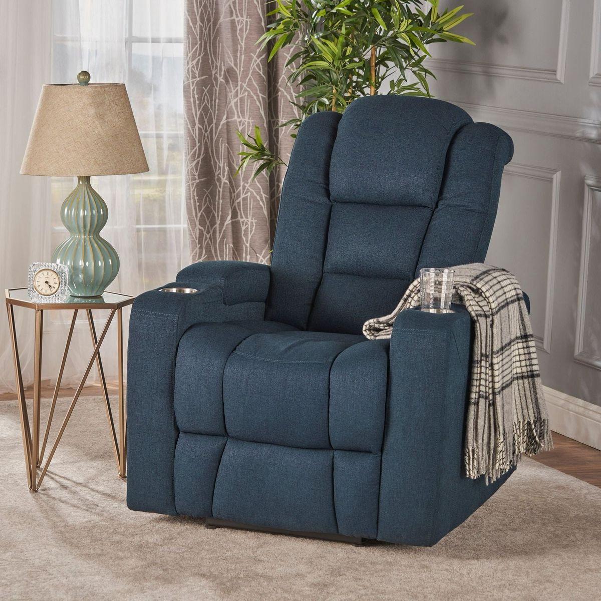 33" Wide Power Standard Recliner Chair with Arm Storage with USB