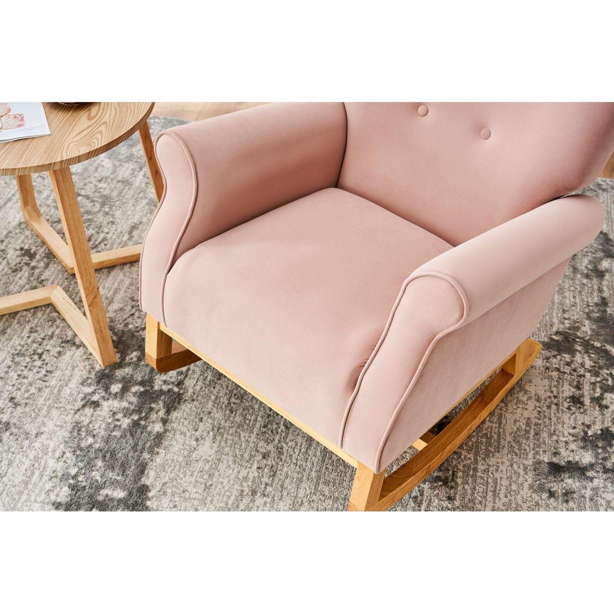 Baby Room High Back Rocking Chair Nursery Chair, Comfortable Rocker Fabric Padded Seat, Modern High Back Armchair