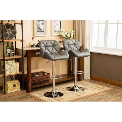 Glasgow Contemporary Tufted Adjustable Height Hidraulic Bar Stools, Set of 2, Grey