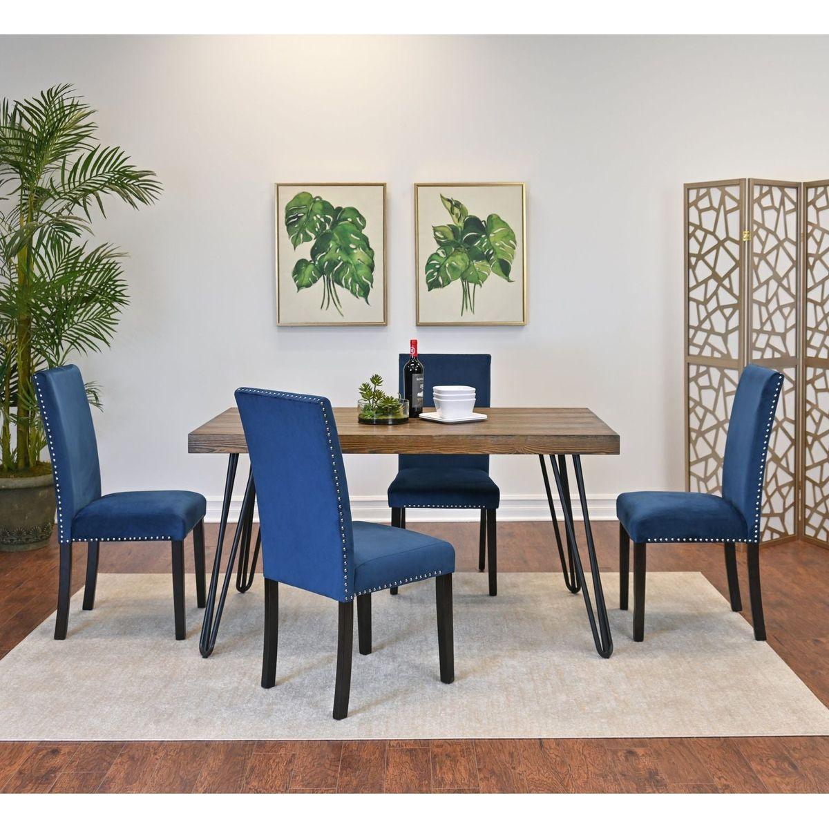 Ashzo 5-Piece Dining Set, Hairpin Dining Table with 4 Chairs, 3 Color Options