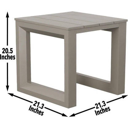 Versatile Patio End Table - Neutral Tones, Modern Geometric Pattern - Rust-Resistant Aluminum, Scratch and Weather-Resistant