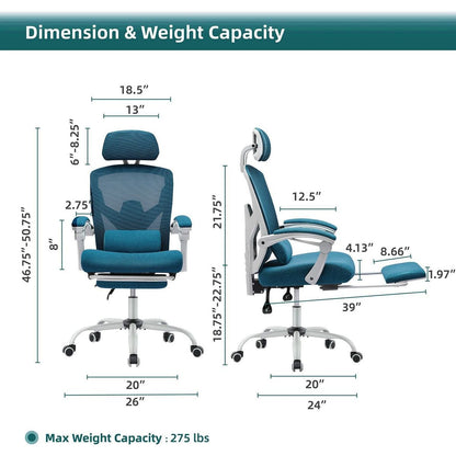 Mesh High Back Ergonomic Office Chair Lumbar Support Pillow Computer Desk Chair