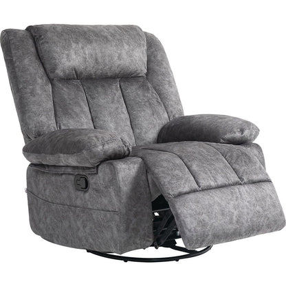 Swivel Rocker Recliner Chair for Living Room, Fabric Reclining Chair for Nursery, Rocking Chair with Footrest, Side Pockets, Charcoal Gray