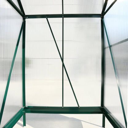 6.3'x4.2'x7' Polycarbonate Greenhouse, Heavy Duty Outdoor Aluminum Walk-in Green House Kit with Rain Gutter, Vent and Door for Backyard Garden, color green