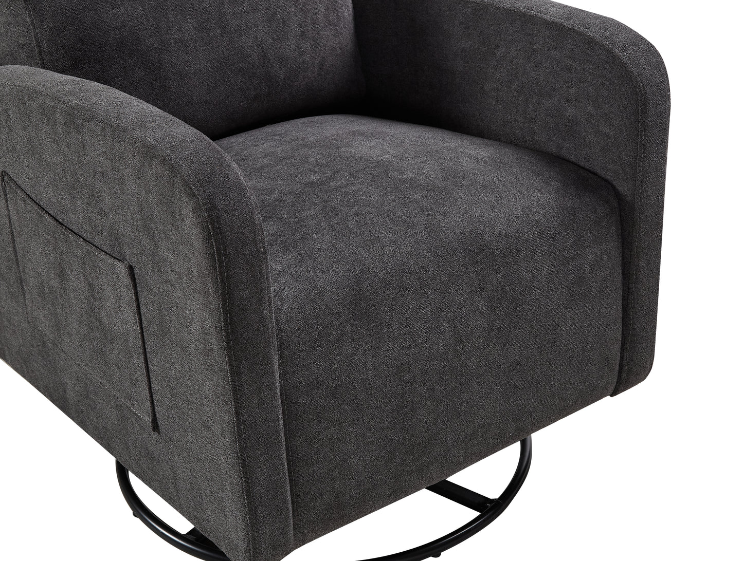 Swivel Upholstered Manual Recliner Chair Theater Recliner Sofa 360 Degree Nursery Glider Rocker for Living Room, Dark Coffee