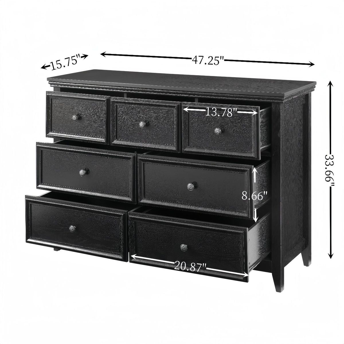 Scratch-Resistant, Easy-Slide 7-Drawer Dresser with Metal Handles –  Streamdale Furniture