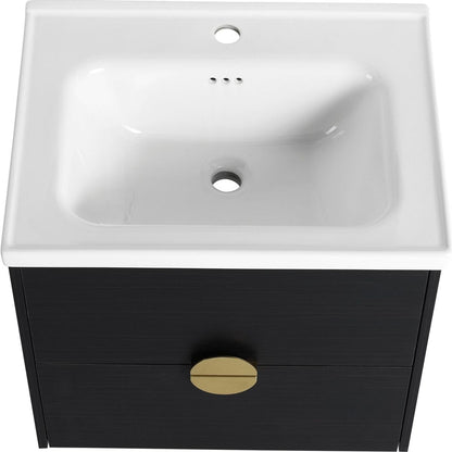 24 Inch Wall-Mounted Bathroom Vanity With Sink, For Small Bathroom (KD-Packing)