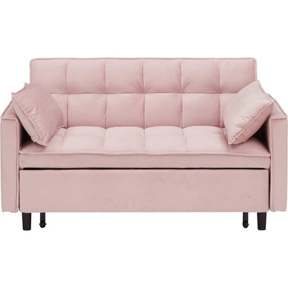 Modern velvet sofa, sofa pull-out bed, small love seat casual sofa with back, with pillow, pockets, living room furniture, 3 in 1 convertible sleep sofa bed.