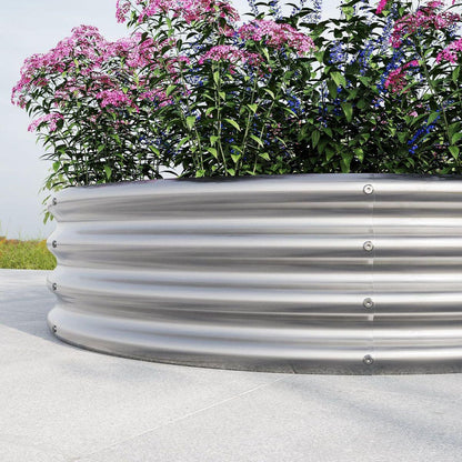 47.24x11.4" Tall Round Raised Garedn Bed,Metal Raised Beds for Vegetables, Outdoor Garden Raised Planter Box, Backyard Patio Planter Raised Beds for Flowers, Herbs, Fruits Silver