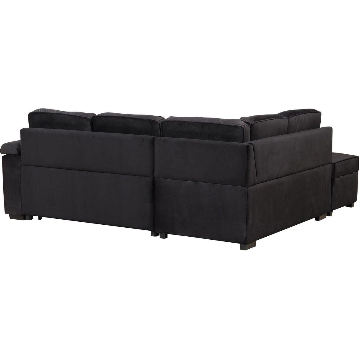 87.4" Sleeper Sofa Bed,2 in 1 Pull Out sofa bed L Shape Couch with Storage Ottoman for Living Room,Bedroom Couch and Small Apartment, Black