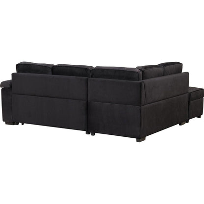 87.4" Sleeper Sofa Bed,2 in 1 Pull Out sofa bed L Shape Couch with Storage Ottoman for Living Room,Bedroom Couch and Small Apartment, Black