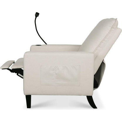Recliner Chairs for Adults, Adjustable Recliner Sofa with Mobile Phone Holder & Cup Holder, Modern Reclining Chairs Fabric Push Back Recliner Chairs for Living Room, Bedroom, BEIGE