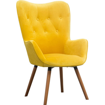 Doarnin Contemporary Silky Velvet Tufted Button Back Accent Chair, Yellow