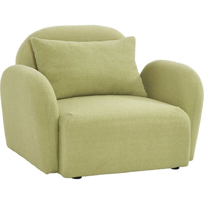 Living Room Furniture Lazy Sofa Chair Teddy Fabric Light Green