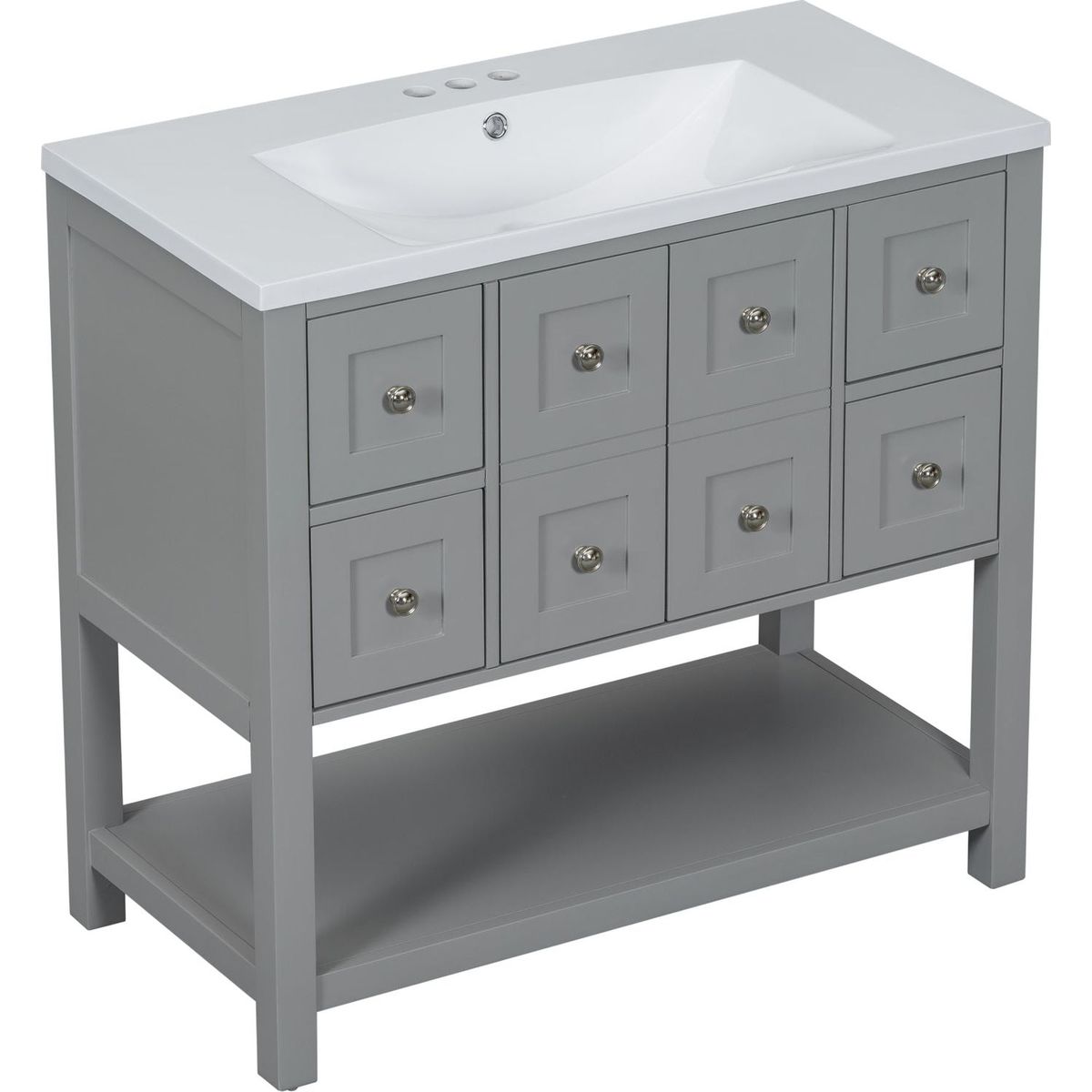 36" Bathroom Vanity with Undermount Sink,Free Standing Vanity Set with 4 Drawers& Soft Closing Doors,Solid Wood Frame Bathroom Storage Cabinet