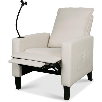 Recliner Chairs for Adults, Adjustable Recliner Sofa with Mobile Phone Holder & Cup Holder, Modern Reclining Chairs Fabric Push Back Recliner Chairs for Living Room, Bedroom, BEIGE