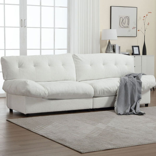 Cloud Style Sofa, Teddy Velvet Fabric, Comfy Padded Cloud Couch for Living Room, Apartment