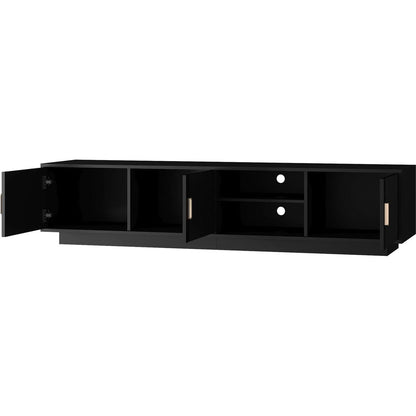 Mid Century Modern TV Stand with LED Lights for 80 Inch TV, Entertainment Center Wooden TV Stand, TV Stand Desk Media Cabinet with Storage for Living Room Bedroom
