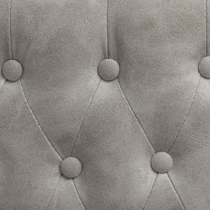 Nevis Mid-century Modern Faux Leather Tufted Nailhead Trim Barstool Set of 2, Off-White