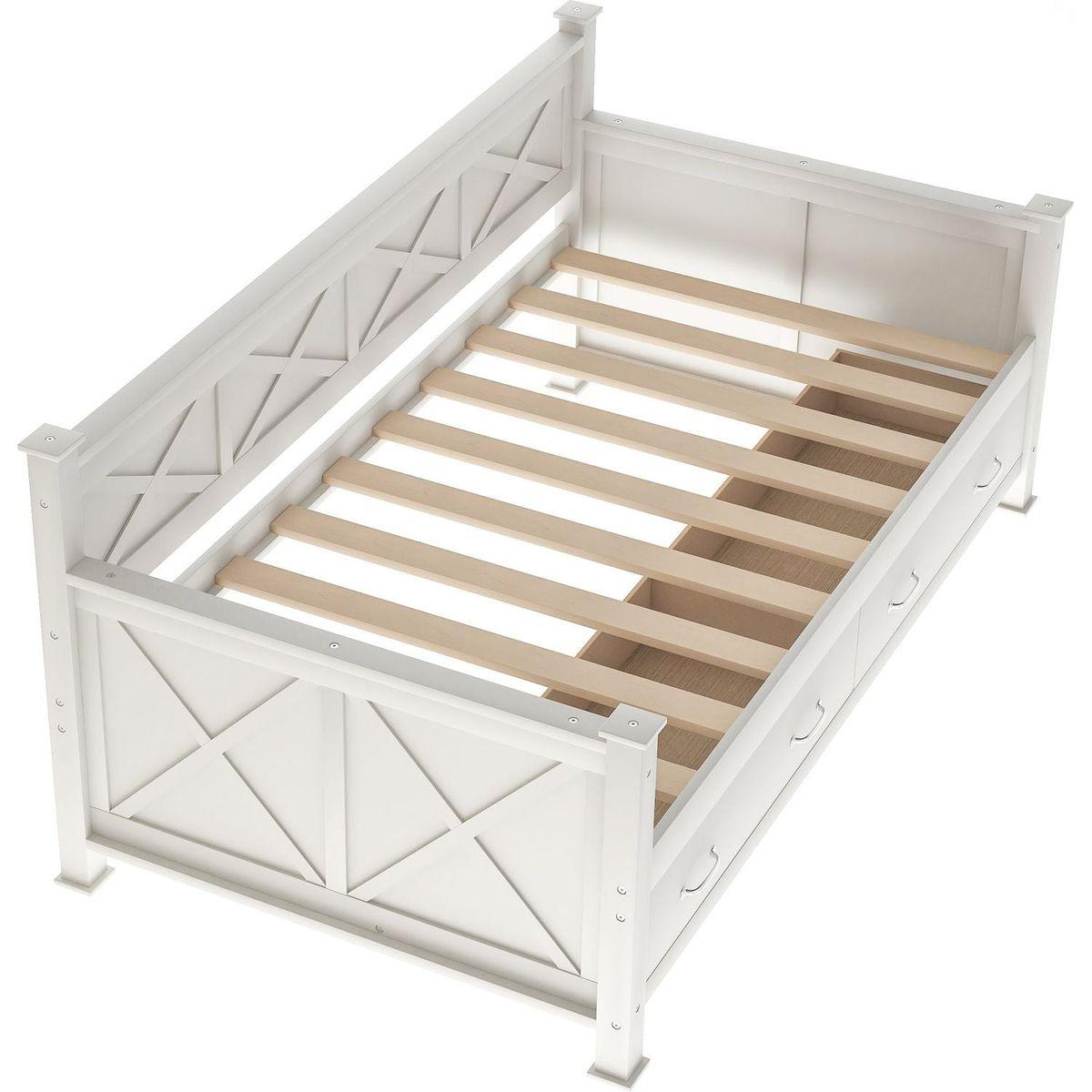 Twin Size Wooden Modern and Rustic Casual Style Daybed, Cream White