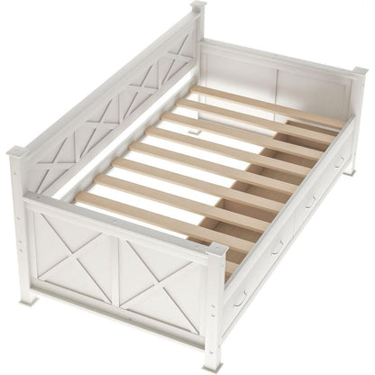 Twin Size Wooden Modern and Rustic Casual Style Daybed, Cream White