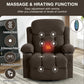 Swinging recliner massage heated sofa, with USB and 2 cup holders in side pockets, PackageA+B (Brown)