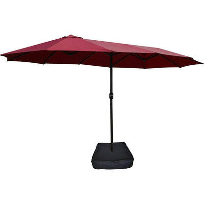 15x9ft Large Double-Sided Rectangular Outdoor Twin Patio Market Umbrella with light and base- red