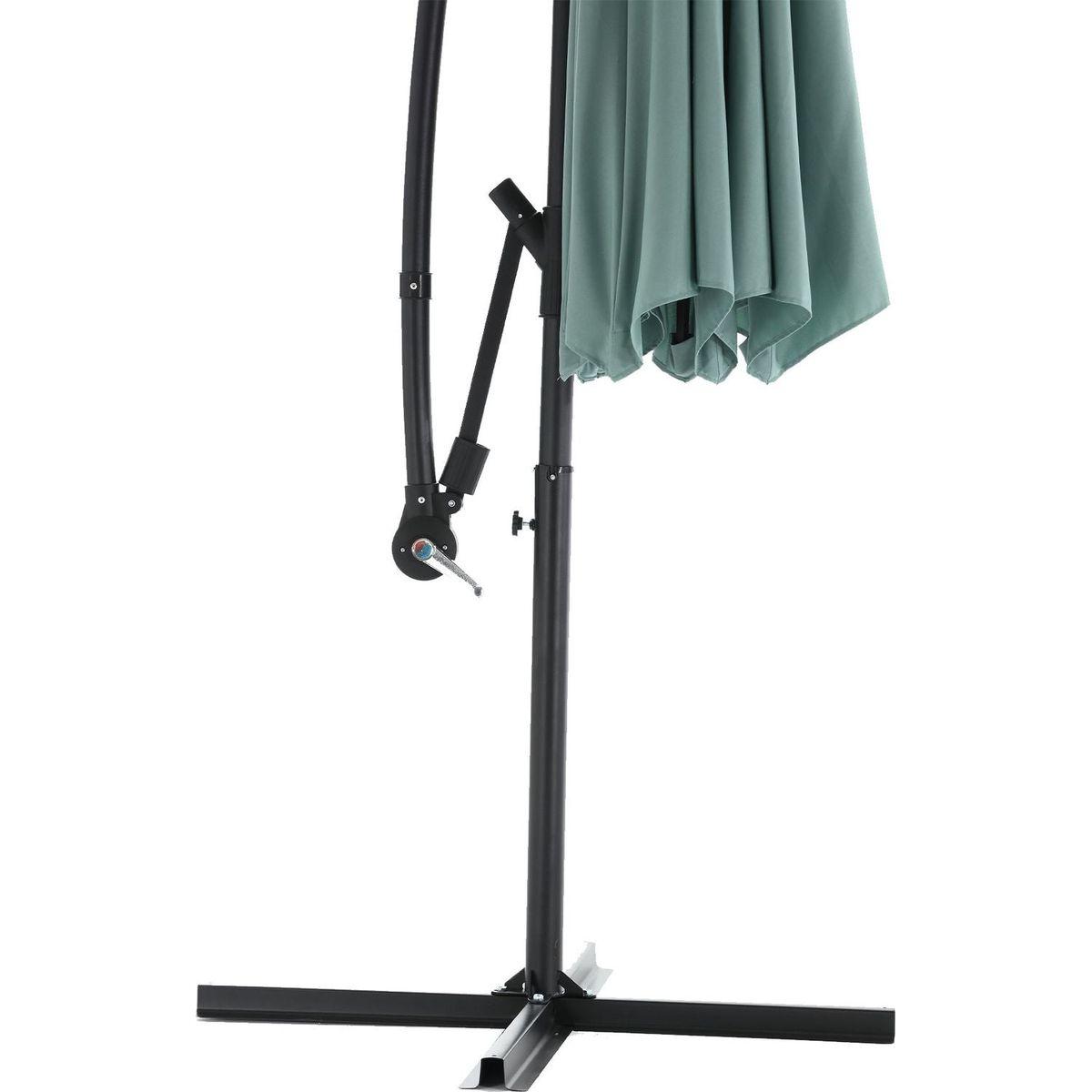 10ft Solar LED Offset Hanging Market Patio Umbrella (Light green)