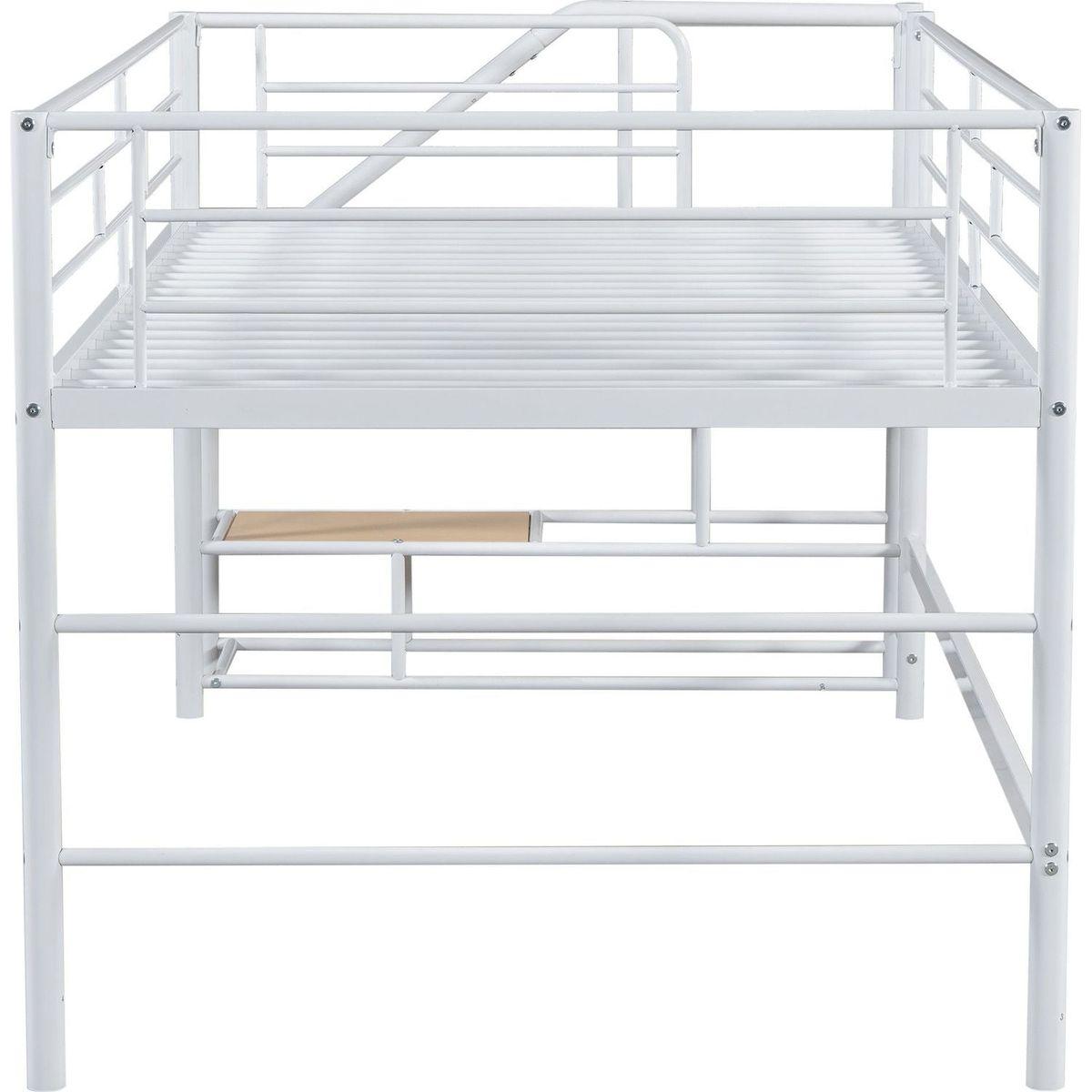Mid Loft Bed with Storage stairs, Twin, White